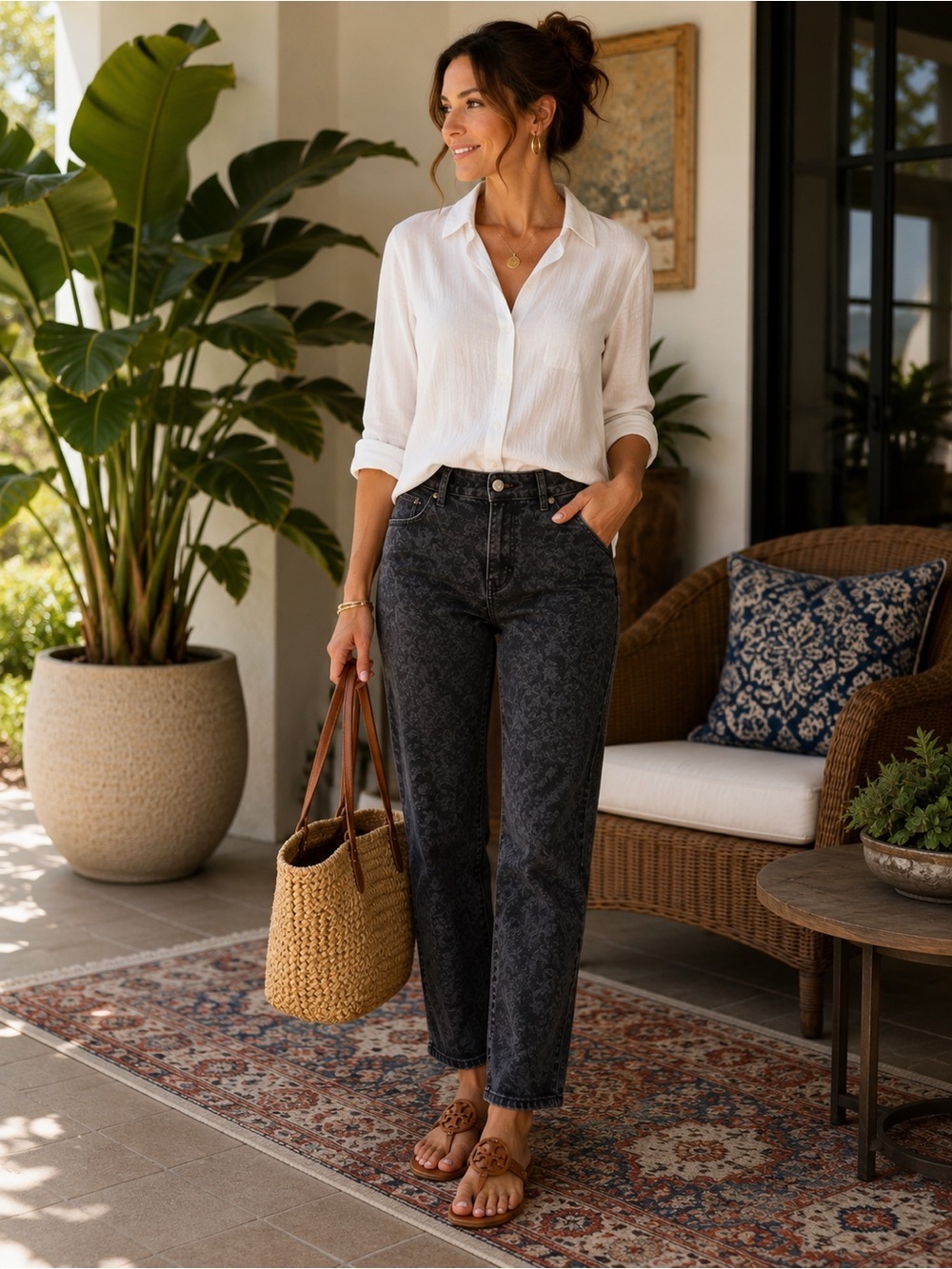 Coldwater Creek patterned jeans